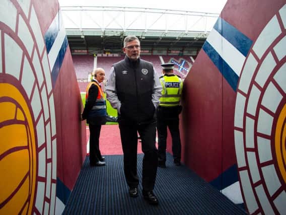 Fans protested against Craig Levein after the loss to Motherwell. Picture: SNS