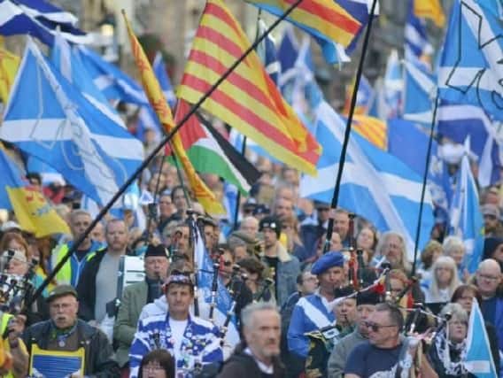 AUOB have organised several large-scale marches in favour of independence. Picture: Neil Hanna