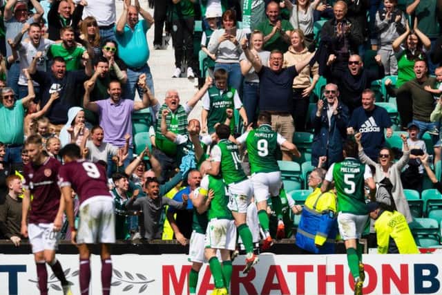 Hibs fans are close to selling out the Edinburgh derby. Picture: SNS