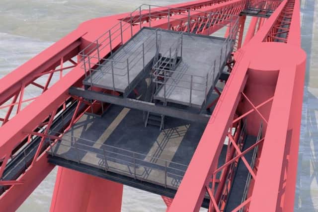 An artist's impression of the viewing platform at the top of the bridge.