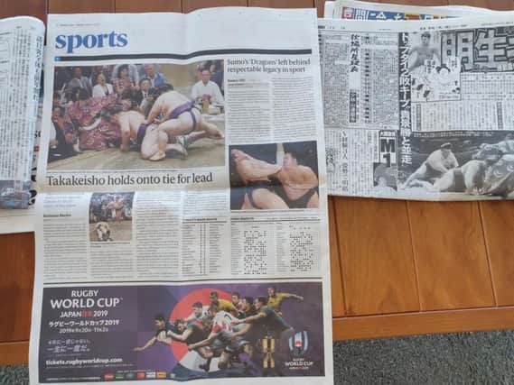 It may be the eve of the Rugby World Cup opening ceremony but Japan's sports pages are packed with Sumo action