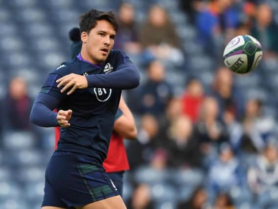 Centre Sam Johnson's dream year is poised to continue as a starter for Scotland in the World Cup opener. Picture: Getty Images