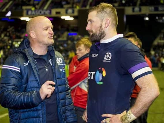 Scotland coach Gregor Townsend and co-vice captain John Barclay are anticipating a huge physical battle against Ireland on Sunday. Picture: SRU/SNS