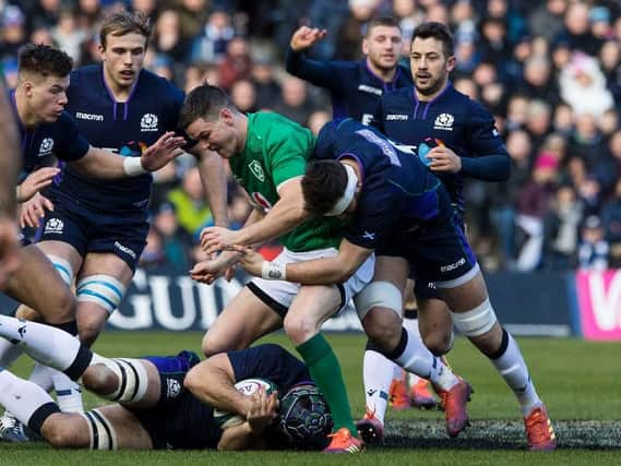 Scotland didn't hold back in targeting Ireland star Johnny Sexton in this year's Six Nations. Picture: SRU/SNS