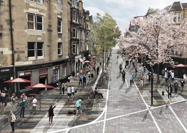 An artist's impression showing how Forrest Road could look as part of the City Centre Transformation project