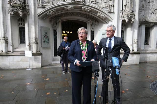 SNP MP Joanna Cherry and lawyer Jolyon Maugham outside the Supreme Court.