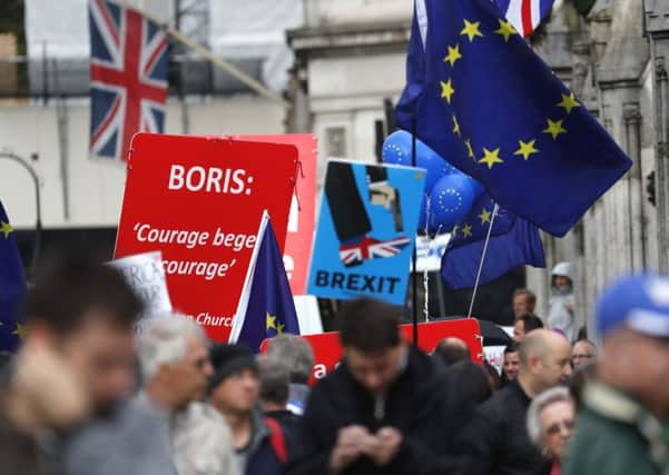 Campaigners from the pro- and anti-Brexit camps were outside Parliament as MPs returned to the House of Commons. Picture: AP