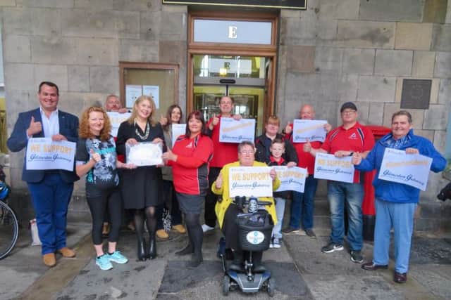 Community campaigners supporting the proposals outside City Chambers