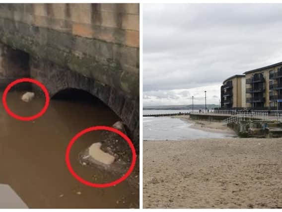 A video shared with the Evening News shows the palm oil 'bergs' collecting in the Water of Leith and a dog walker told us how he found them on Portobello beach