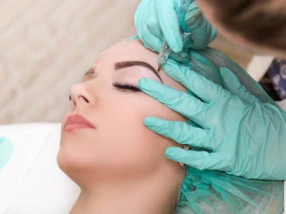 The process of microblading.