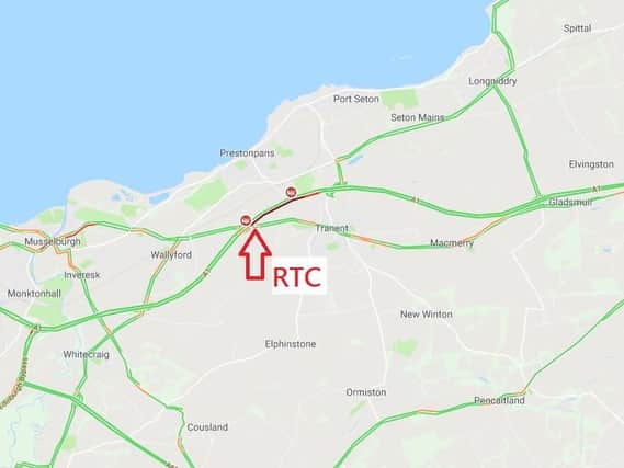 The location of the crash on the A1 (Photo: Traffic Scotland)