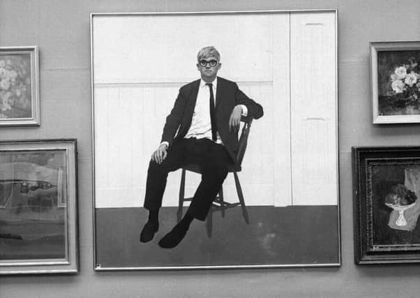 David Hockney, an example of how skill in drawing can make a great artist, depicted in a painting at the 1964 Royal Glasgow Institute annual exhibition
