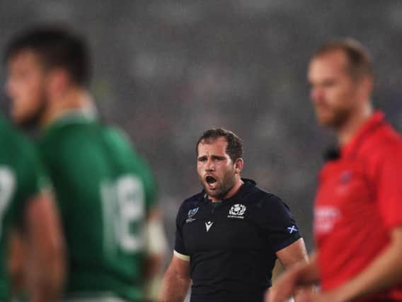 Fraser Brown had a stint off the bench in his old openside flanker position against Ireland and may need to perform a similar role against Russia. Picture: Getty Images