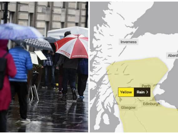 Yellow weather warning issued for Edinburgh this weekend as heavy rain set to hammer the Capital