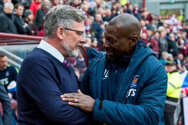 Craig Levein with Kilmarnock assistant manager Alex Dyer. Picture: SNS