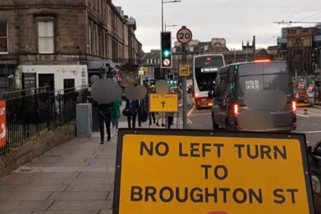 Police are warning drivers not to turn left into Broughton Street. Pic: Road Policing Scotland/Twitter.