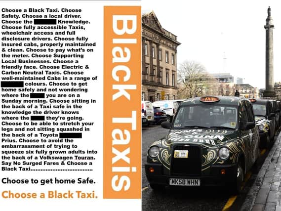 The tweet about black taxis that the councillor liked (left)