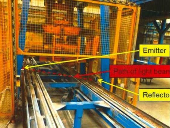 An annotated image of the conveyor belt and centering machine.