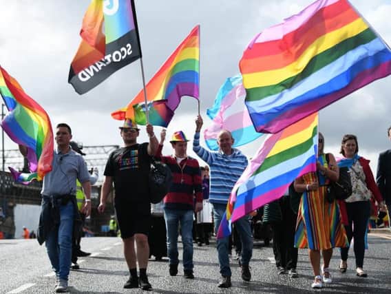 LGBT activists at Glasgow's Pride march earlier this year.