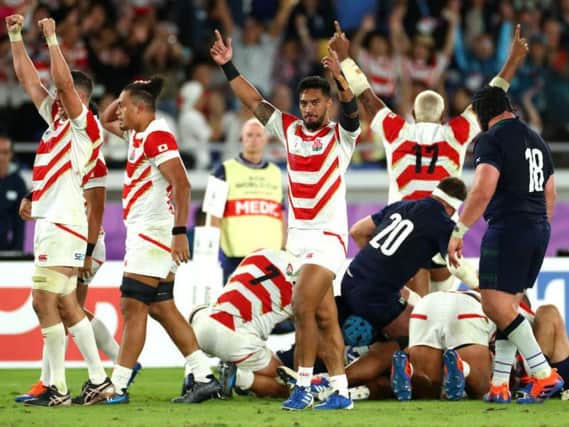 Japan beat Scotland 28-21 after a fraught build-up to the Pool A finale in Yokohama in the wake of Super Typhoon Hagibis. Picture: Getty Images