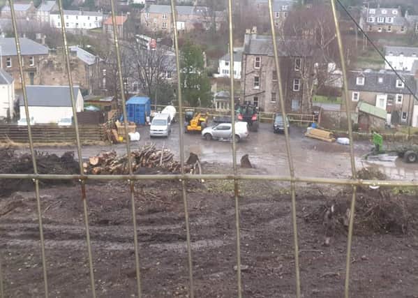 Trees being felled on land behind the Laird and Dog pub in Lasswade.