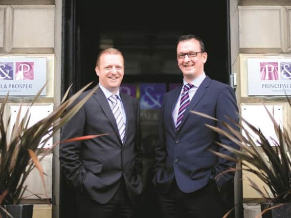 Chris Purves, managing director, and Stewart Siegel, director, at Principal & Prosper  outside the Edinburgh office. Picture: Contributed