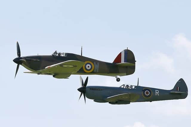 A Hawker Hurricane and a Supermarine Spitfire will make a flypast of Dame Vera Lynn's funeral procession (Photo: KIRSTY WIGGLESWORTH/AFP via Getty Images)