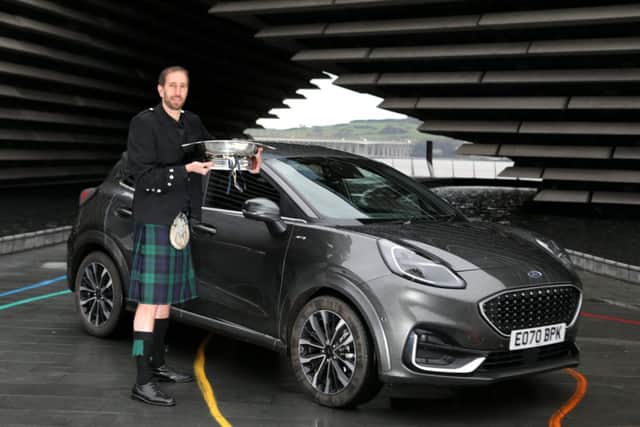 ASMW President Jack McKeown with the Scottish Car of the Year 2020 winner, the Ford Puma